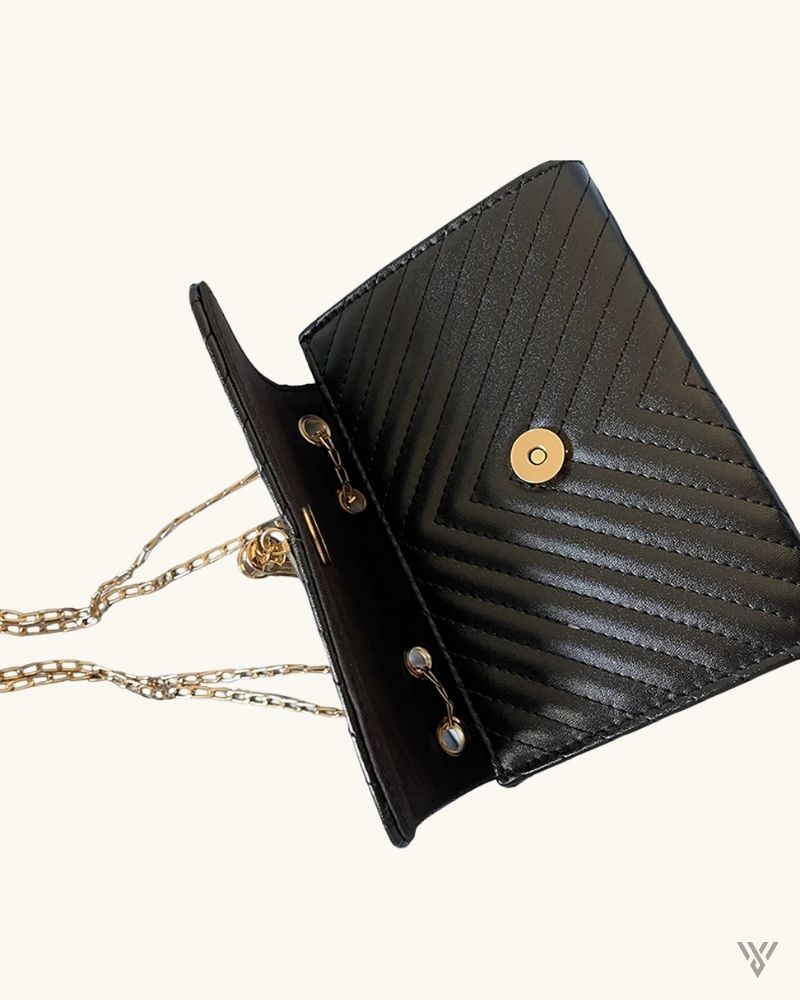 The Verona Tassel Crossbody in Black - Women Fashion Luxury Chain Shoulder Bag - Vayome Store - top view