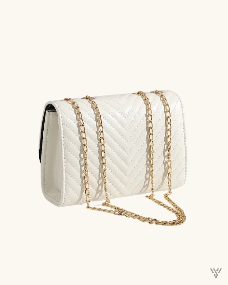 The Verona Tassel Crossbody in White - Women Fashion Luxury Chain Shoulder Bag - Vayome Store - Backside view