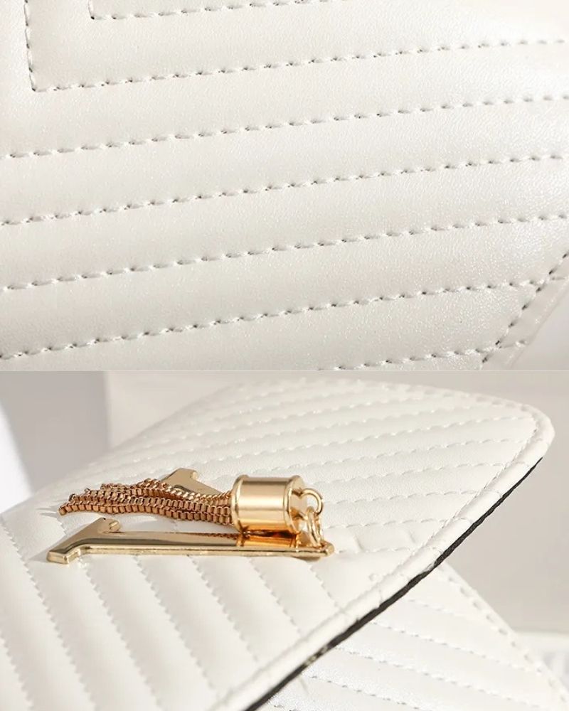 The Verona Tassel Crossbody in White - Women Fashion Luxury Chain Shoulder Bag - Vayome Store - Close-up view
