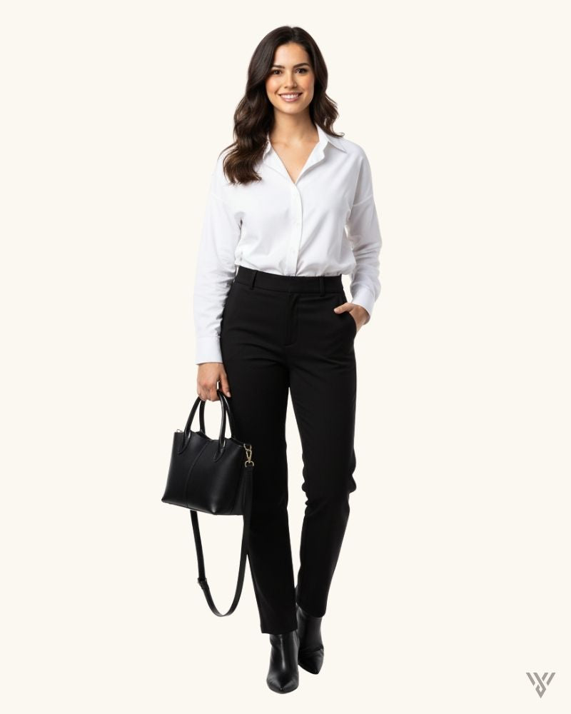 The Versa Shell Crossbody in Black Color - Bag with a Model - Vayome Store - Lifestyle Shot