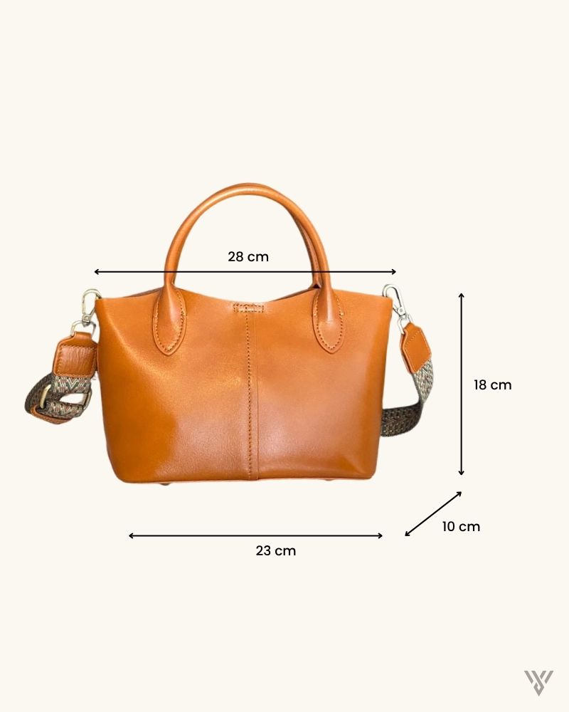 The Versa Shell Crossbody in Sunset Yellow Color - Women Shoulder Bag - Vayome Store - Dimensions-23cm(L) x 10cm(W) x 18cm(H)