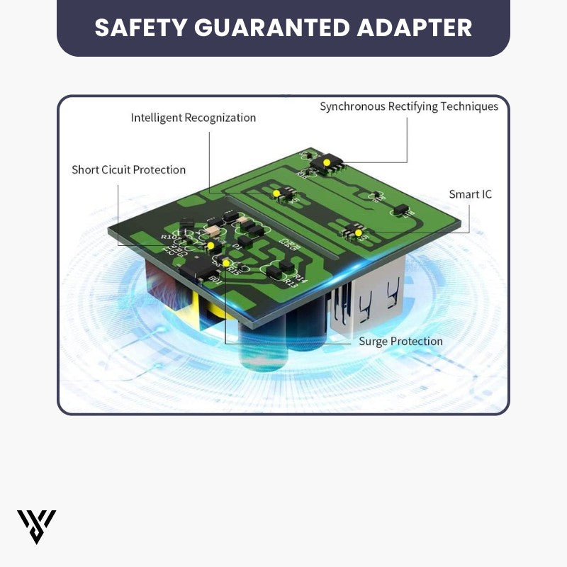 Universal Adapter Pro in Blue Color, one adapter for every destination, featuring Safety Guaranteed Technology - VAYOME.