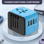 Universal Adapter Pro in Blue Color, one adapter for every destination, supports over 150 countries, enabling you to charge everything everywhere - VAYOME.