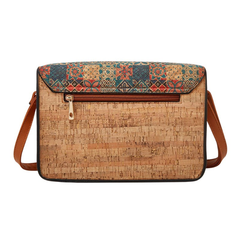 UrbanLeaf Crossbody Bag in grass flower color, back side view showing the elegant floral print and style - VAYOME.