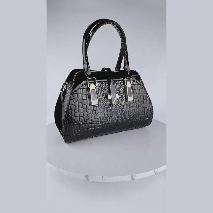 Velmira Luxe Tote, chic women's shoulder bag in black, showcasing style, inner pockets, and large compartments - VAYOME.