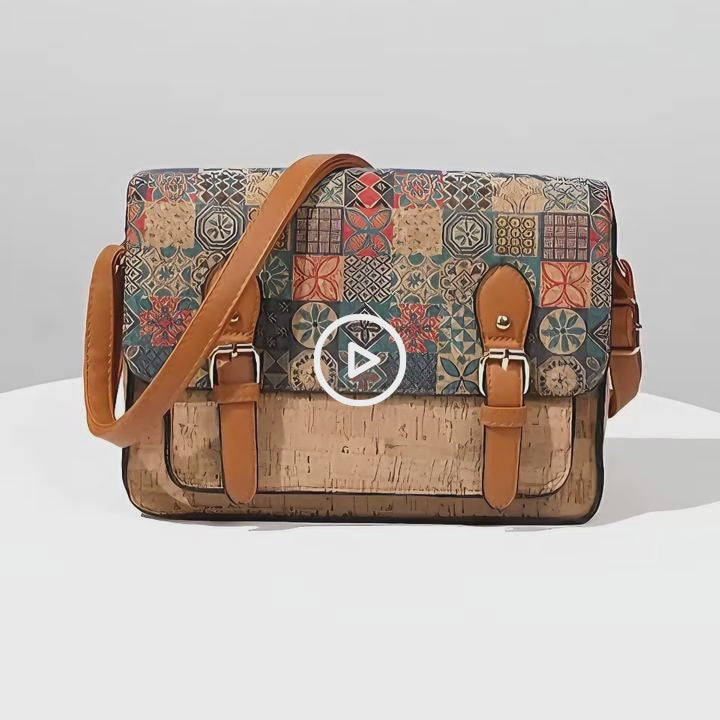 UrbanLeaf Crossbody Bag: Elegant Floral Print & Large Capacity
