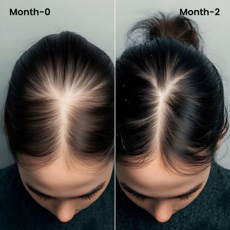 Before and After Using Vayome Bata Oil – Enhances Hair Texture, Reduces Split Ends, and Boosts Shine in 2 months
