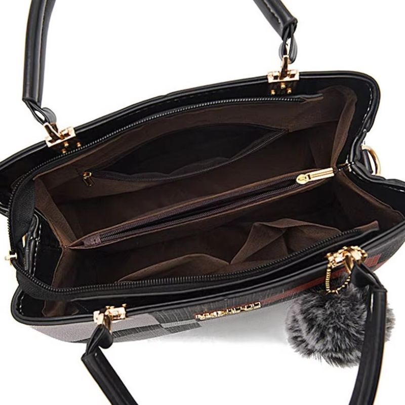 Vayome Elegant Luxe PU Leather Tote Handbag in Black – Stylish women's fashion bag with luxurious look and large capacity for carrying daily essentials with ease